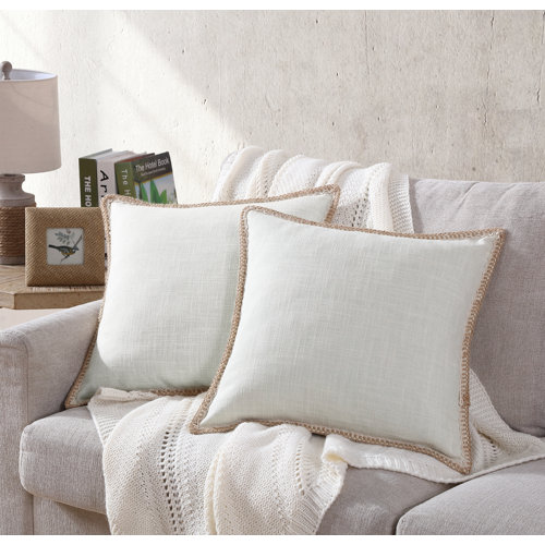 Red Barrel Studio® Pack Of 2 Farmhouse Pillow Covers With Burlap Linen